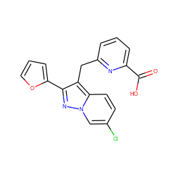 O=C(O)c1cccc(Cc2c(-c3ccco3)nn3cc(Cl)ccc23)n1 ZINC001772611977