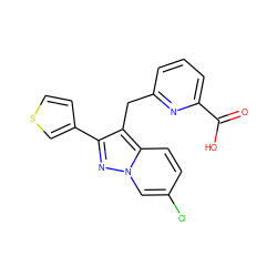 O=C(O)c1cccc(Cc2c(-c3ccsc3)nn3cc(Cl)ccc23)n1 ZINC001772637161