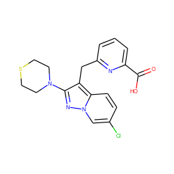 O=C(O)c1cccc(Cc2c(N3CCSCC3)nn3cc(Cl)ccc23)n1 ZINC001772584259