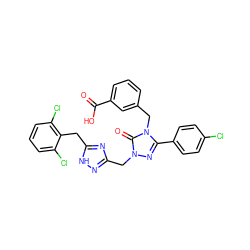 O=C(O)c1cccc(Cn2c(-c3ccc(Cl)cc3)nn(Cc3n[nH]c(Cc4c(Cl)cccc4Cl)n3)c2=O)c1 ZINC000072316467