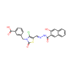 O=C(O)c1cccc(Cn2c(Cl)c(/C=N/NC(=O)c3cc4ccccc4cc3O)sc2=O)c1 ZINC000002233327