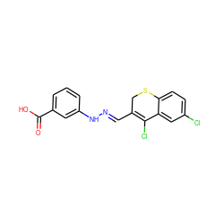 O=C(O)c1cccc(N/N=C/C2=C(Cl)c3cc(Cl)ccc3SC2)c1 ZINC000001881168