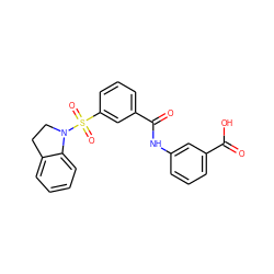 O=C(O)c1cccc(NC(=O)c2cccc(S(=O)(=O)N3CCc4ccccc43)c2)c1 ZINC000001023806