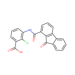 O=C(O)c1cccc(NC(=O)c2cccc3c2C(=O)c2ccccc2-3)c1Cl ZINC000095559116