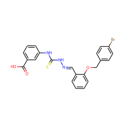 O=C(O)c1cccc(NC(=S)N/N=C/c2ccccc2OCc2ccc(Br)cc2)c1 ZINC000015953270