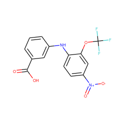 O=C(O)c1cccc(Nc2ccc([N+](=O)[O-])cc2OC(F)(F)F)c1 ZINC000084709965