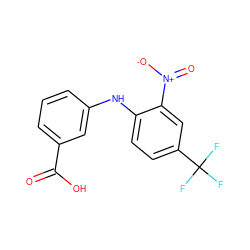 O=C(O)c1cccc(Nc2ccc(C(F)(F)F)cc2[N+](=O)[O-])c1 ZINC000008418369