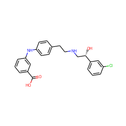 O=C(O)c1cccc(Nc2ccc(CCNC[C@H](O)c3cccc(Cl)c3)cc2)c1 ZINC000029132530