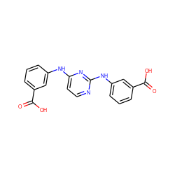 O=C(O)c1cccc(Nc2ccnc(Nc3cccc(C(=O)O)c3)n2)c1 ZINC000009245306