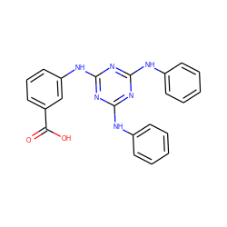 O=C(O)c1cccc(Nc2nc(Nc3ccccc3)nc(Nc3ccccc3)n2)c1 ZINC000000689897