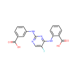 O=C(O)c1cccc(Nc2ncc(F)c(Nc3ccccc3C(=O)O)n2)c1 ZINC000089469960