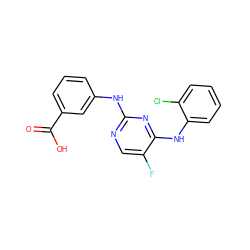 O=C(O)c1cccc(Nc2ncc(F)c(Nc3ccccc3Cl)n2)c1 ZINC000095553808