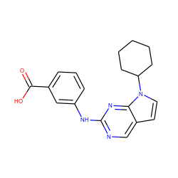 O=C(O)c1cccc(Nc2ncc3ccn(C4CCCCC4)c3n2)c1 ZINC000014954853