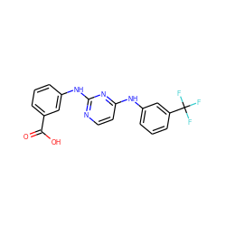 O=C(O)c1cccc(Nc2nccc(Nc3cccc(C(F)(F)F)c3)n2)c1 ZINC001772618885