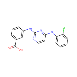 O=C(O)c1cccc(Nc2nccc(Nc3ccccc3Cl)n2)c1 ZINC000095552697