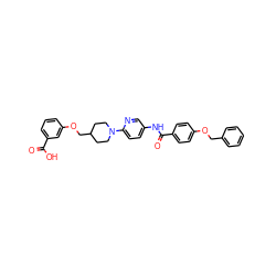 O=C(O)c1cccc(OCC2CCN(c3ccc(NC(=O)c4ccc(OCc5ccccc5)cc4)cn3)CC2)c1 ZINC000095589529