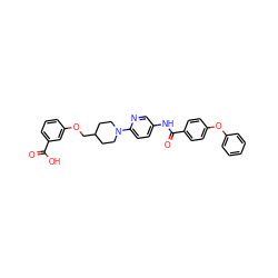 O=C(O)c1cccc(OCC2CCN(c3ccc(NC(=O)c4ccc(Oc5ccccc5)cc4)cn3)CC2)c1 ZINC000095585948