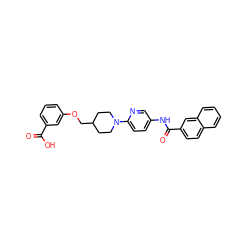 O=C(O)c1cccc(OCC2CCN(c3ccc(NC(=O)c4ccc5ccccc5c4)cn3)CC2)c1 ZINC000095585921