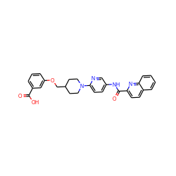 O=C(O)c1cccc(OCC2CCN(c3ccc(NC(=O)c4ccc5ccccc5n4)cn3)CC2)c1 ZINC000095586736