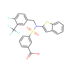 O=C(O)c1cccc(S(=O)(=O)N(Cc2ccc(F)c(C(F)(F)F)c2)c2cc3ccccc3s2)c1 ZINC000115232969