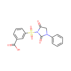 O=C(O)c1cccc(S(=O)(=O)N2C(=O)CN(c3ccccc3)C2=O)c1 ZINC000013763584