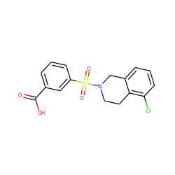 O=C(O)c1cccc(S(=O)(=O)N2CCc3c(Cl)cccc3C2)c1 ZINC000095552620