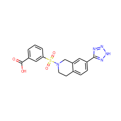 O=C(O)c1cccc(S(=O)(=O)N2CCc3ccc(-c4nn[nH]n4)cc3C2)c1 ZINC000095556648