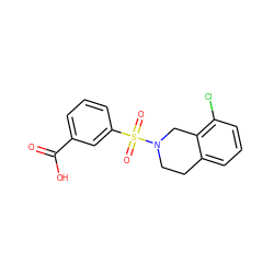 O=C(O)c1cccc(S(=O)(=O)N2CCc3cccc(Cl)c3C2)c1 ZINC000095553870