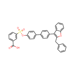 O=C(O)c1cccc(S(=O)(=O)Oc2ccc(-c3ccc(-c4c(Cc5ccccc5)oc5ccccc45)cc3)cc2)c1 ZINC000002008088