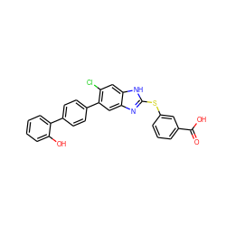 O=C(O)c1cccc(Sc2nc3cc(-c4ccc(-c5ccccc5O)cc4)c(Cl)cc3[nH]2)c1 ZINC001772574899