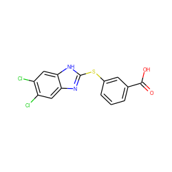 O=C(O)c1cccc(Sc2nc3cc(Cl)c(Cl)cc3[nH]2)c1 ZINC001772619278