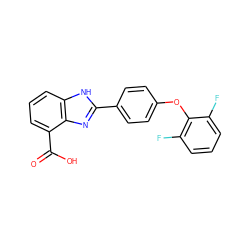 O=C(O)c1cccc2[nH]c(-c3ccc(Oc4c(F)cccc4F)cc3)nc12 ZINC000113982631