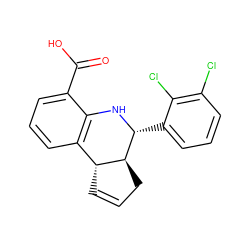 O=C(O)c1cccc2c1N[C@H](c1cccc(Cl)c1Cl)[C@H]1CC=C[C@H]21 ZINC000004409810