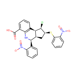 O=C(O)c1cccc2c1N[C@H](c1ccccc1[N+](=O)[O-])[C@@H]1C[C@H](Sc3ccccc3[N+](=O)[O-])[C@H](Cl)[C@H]21 ZINC000006445639