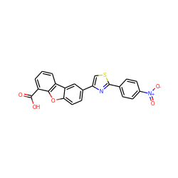 O=C(O)c1cccc2c1oc1ccc(-c3csc(-c4ccc([N+](=O)[O-])cc4)n3)cc12 ZINC000064521414