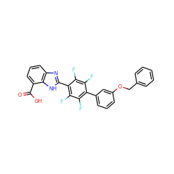 O=C(O)c1cccc2nc(-c3c(F)c(F)c(-c4cccc(OCc5ccccc5)c4)c(F)c3F)[nH]c12 ZINC000168577411