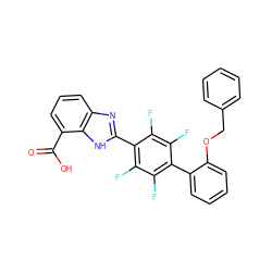 O=C(O)c1cccc2nc(-c3c(F)c(F)c(-c4ccccc4OCc4ccccc4)c(F)c3F)[nH]c12 ZINC000168574230