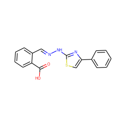 O=C(O)c1ccccc1/C=N/Nc1nc(-c2ccccc2)cs1 ZINC000019324318