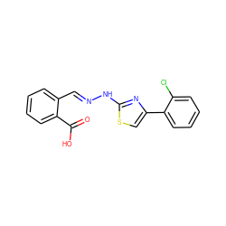 O=C(O)c1ccccc1/C=N/Nc1nc(-c2ccccc2Cl)cs1 ZINC000098208472