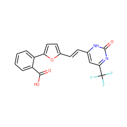 O=C(O)c1ccccc1-c1ccc(/C=C/c2cc(C(F)(F)F)nc(=O)[nH]2)o1 ZINC000005387554