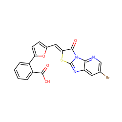 O=C(O)c1ccccc1-c1ccc(/C=c2\sc3nc4cc(Br)cnc4n3c2=O)o1 ZINC000006549273