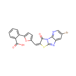 O=C(O)c1ccccc1-c1ccc(C=c2sc3nc4cc(Br)cnc4n3c2=O)o1 ZINC000254735612