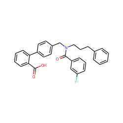 O=C(O)c1ccccc1-c1ccc(CN(CCCc2ccccc2)C(=O)c2cccc(F)c2)cc1 ZINC000114433817