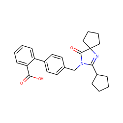 O=C(O)c1ccccc1-c1ccc(CN2C(=O)C3(CCCC3)N=C2C2CCCC2)cc1 ZINC000013833588