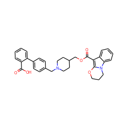 O=C(O)c1ccccc1-c1ccc(CN2CCC(COC(=O)c3c4n(c5ccccc35)CCCO4)CC2)cc1 ZINC000068247203