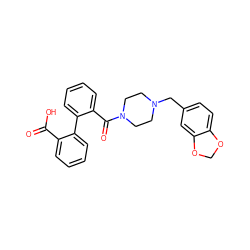 O=C(O)c1ccccc1-c1ccccc1C(=O)N1CCN(Cc2ccc3c(c2)OCO3)CC1 ZINC000009594250