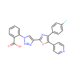 O=C(O)c1ccccc1-n1cc(-c2nc(-c3ccc(F)cc3)c(-c3ccncc3)o2)nn1 ZINC000103258541