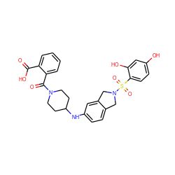 O=C(O)c1ccccc1C(=O)N1CCC(Nc2ccc3c(c2)CN(S(=O)(=O)c2ccc(O)cc2O)C3)CC1 ZINC001772625101