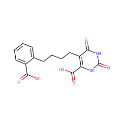 O=C(O)c1ccccc1CCCCc1c(C(=O)O)[nH]c(=O)[nH]c1=O ZINC001772592324