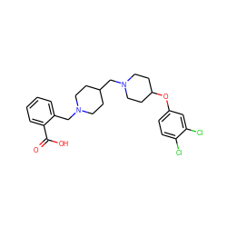 O=C(O)c1ccccc1CN1CCC(CN2CCC(Oc3ccc(Cl)c(Cl)c3)CC2)CC1 ZINC000095574348